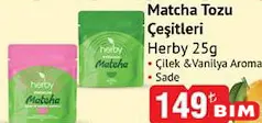 HERBY MATCHA TOZU ÇEŞİTLERİ 25 G fiyat ve kampanya bilgisi